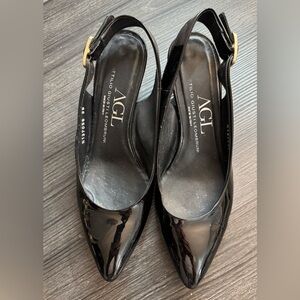 AGL Glossy Black Slingback Heels